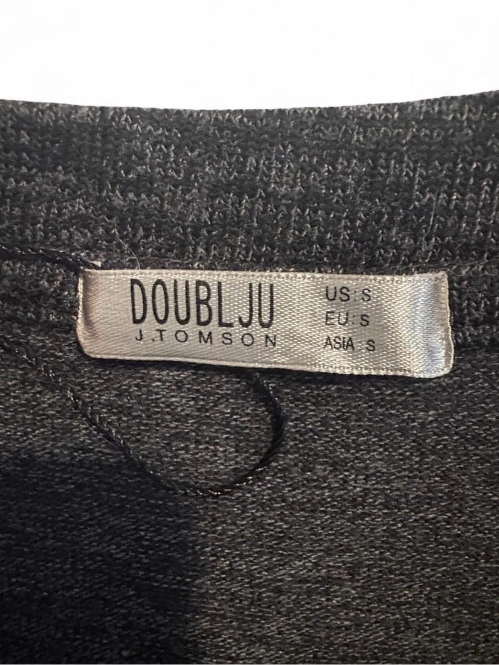 Doublju Charcoal Gray Long Sleeve Raglan Top with Patterned Sleeves - Picture 2 of 3